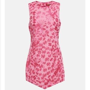 Staud Pink Morgan Floral Embroidered Sleeveless Mini Dress